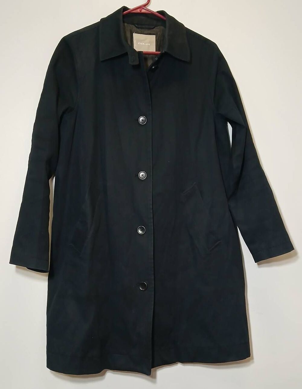 Everlane womens size 10 trench coat long navy blue